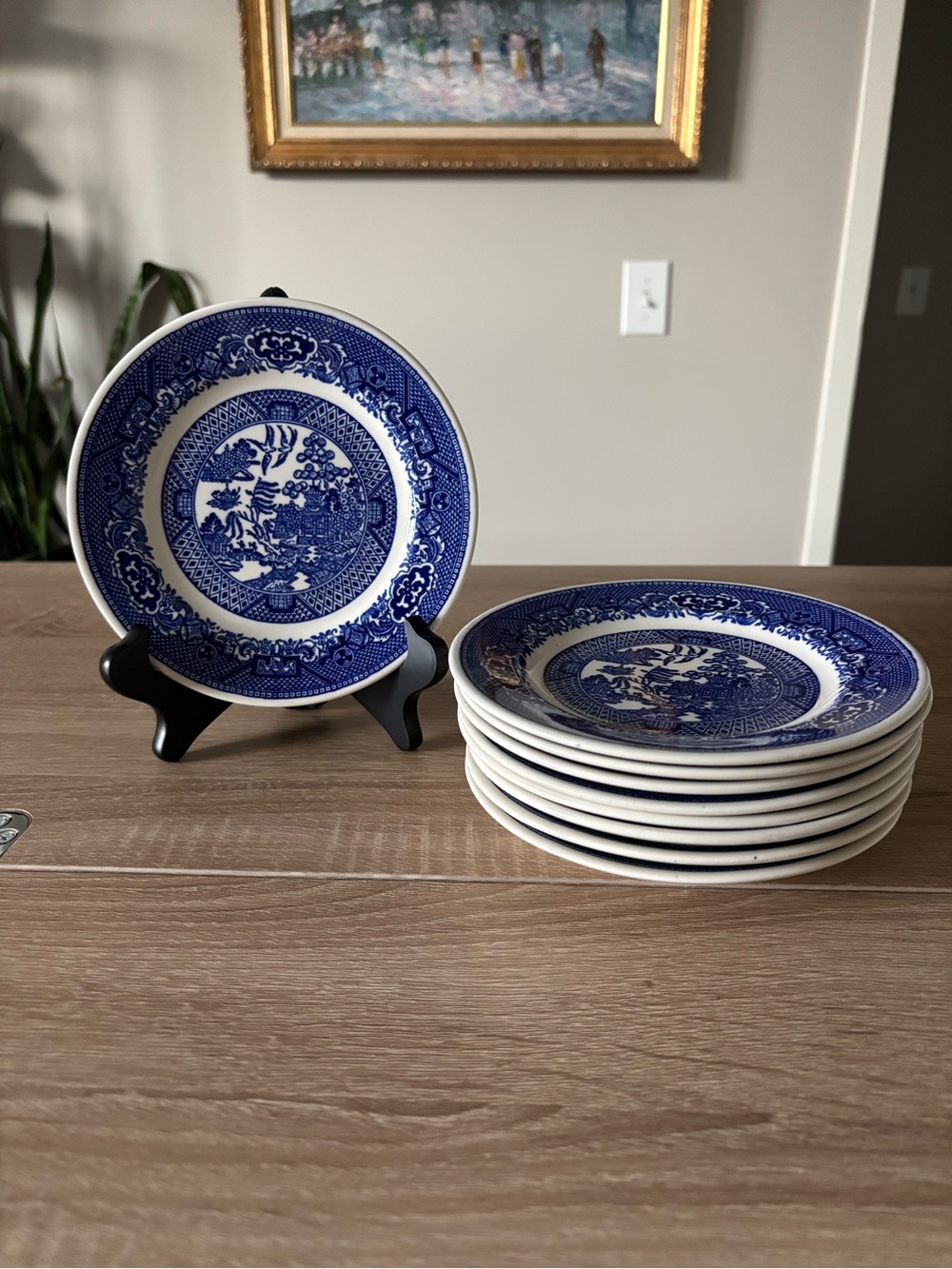 Vintage Royal China Willow Ware Blue White Salad/Dessert Plates Set of 9